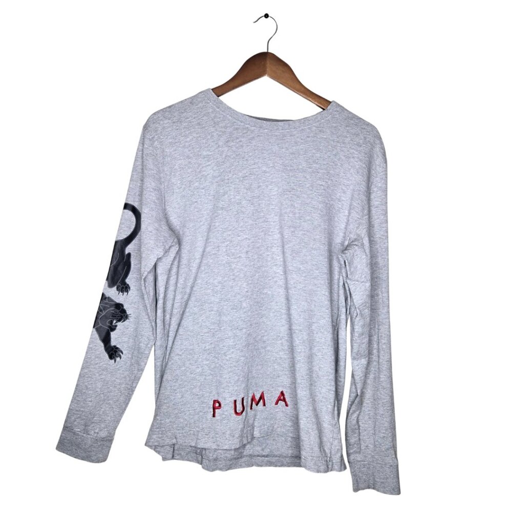Puma Men's Light Gray Embroidered Deisgn T-Shirt